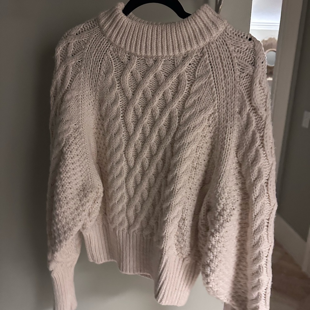 H&M Cream Cable Knit Turtleneck Sweater